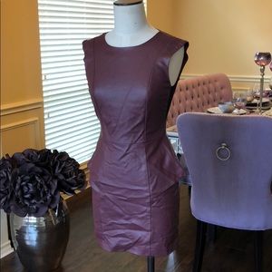 BCBGeneration Wine Peplum Leather Dress